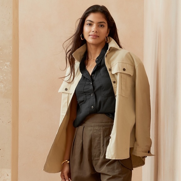 Reduced! BANANA REPUBLIC Cotton 4-season Shirt/Jacket, Large, Wheat - Picture 6 of 12